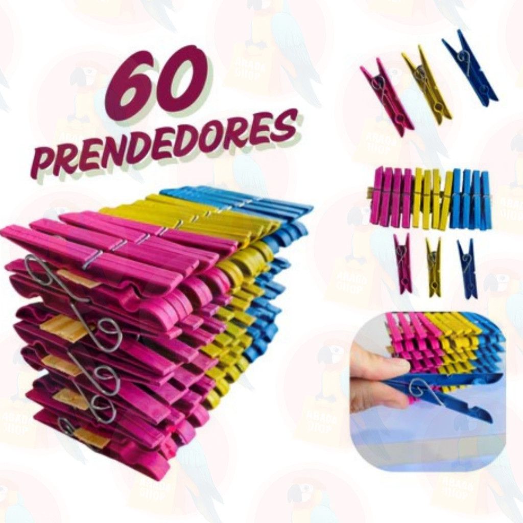 Kit com 60 / 48 / 36 / 24 / 12 Pregadores de Roupa