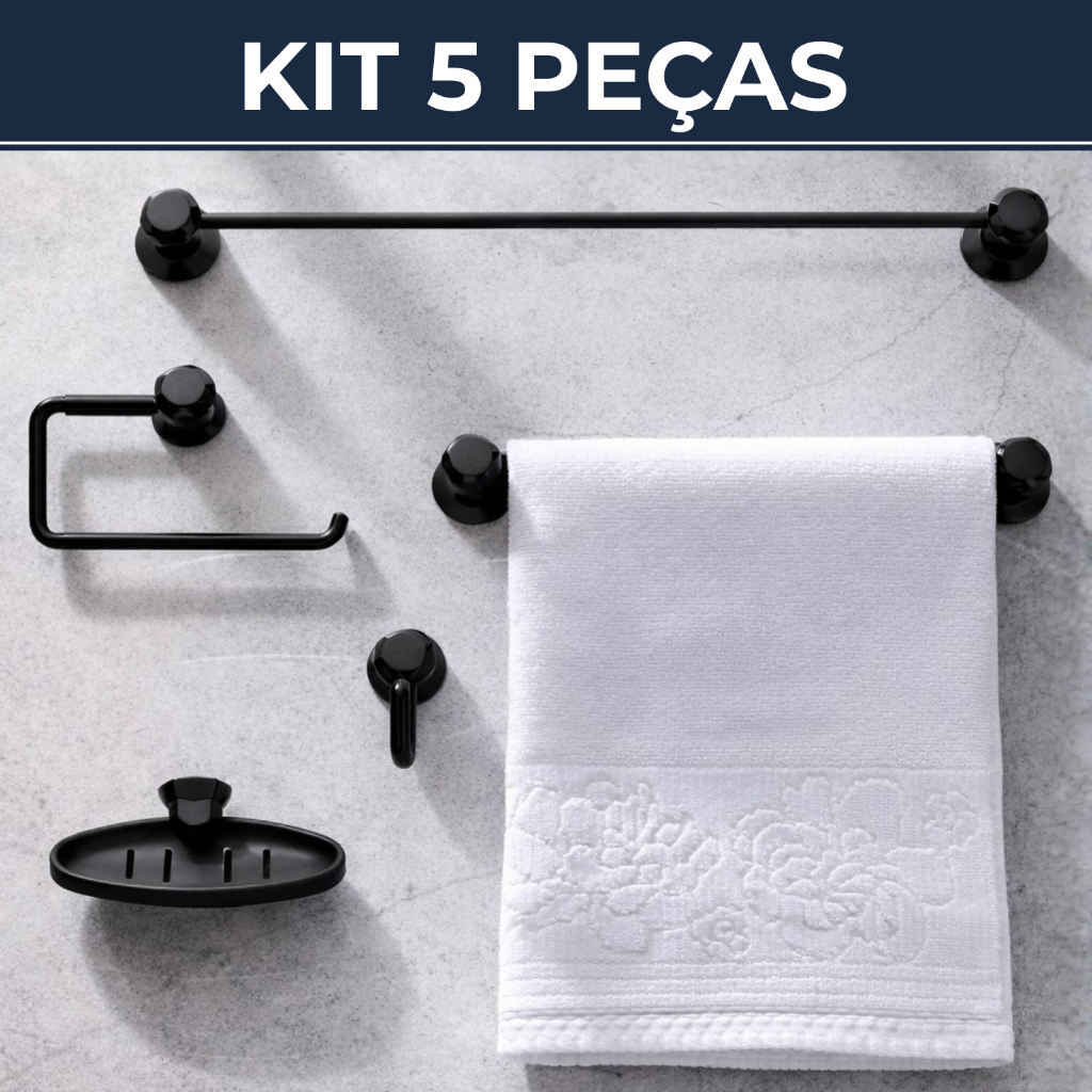 Kit Banheiro Acessórios 5 Peças Completo Toalhei