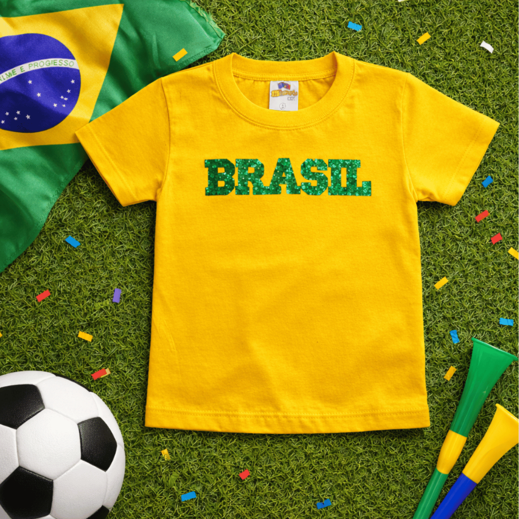 Camiseta Brasil Infantil e Juvenil Unissex 1 aos