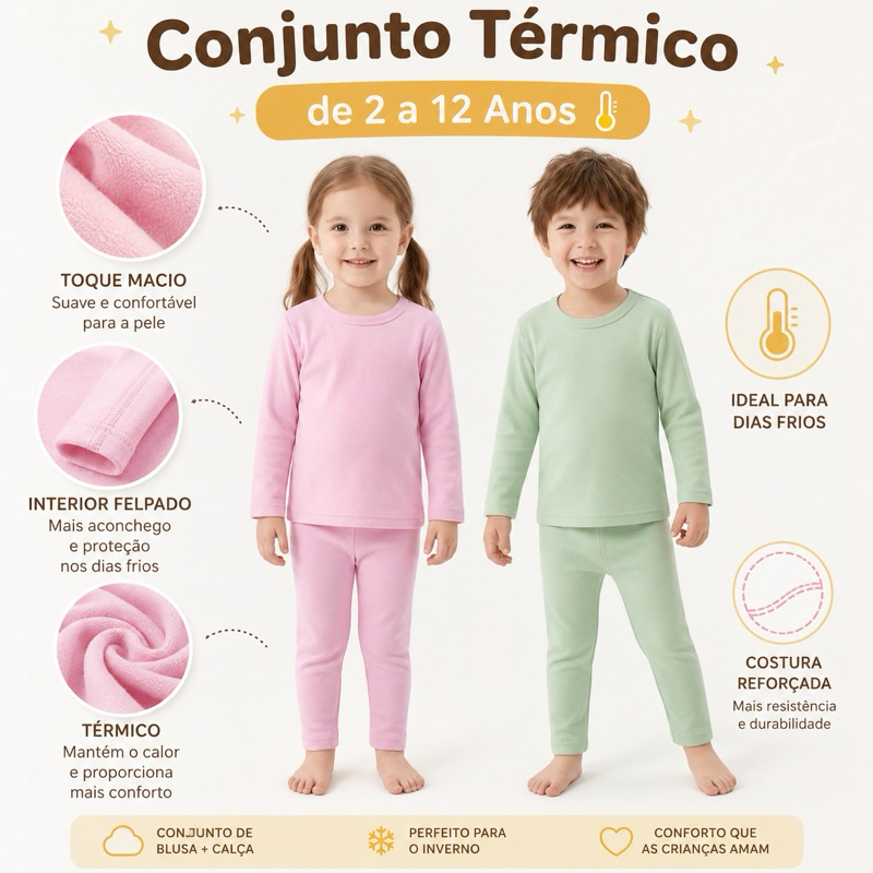 Pijama- Conjunto Térmico Flanelado Tecido Pele de