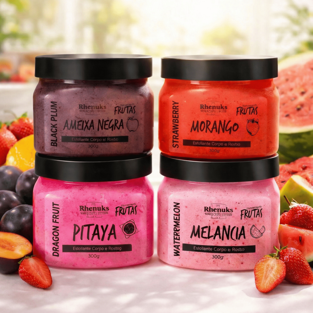 Kit 4 Esfoliantes Corporais Rhenuks 300g Ameixa Ne