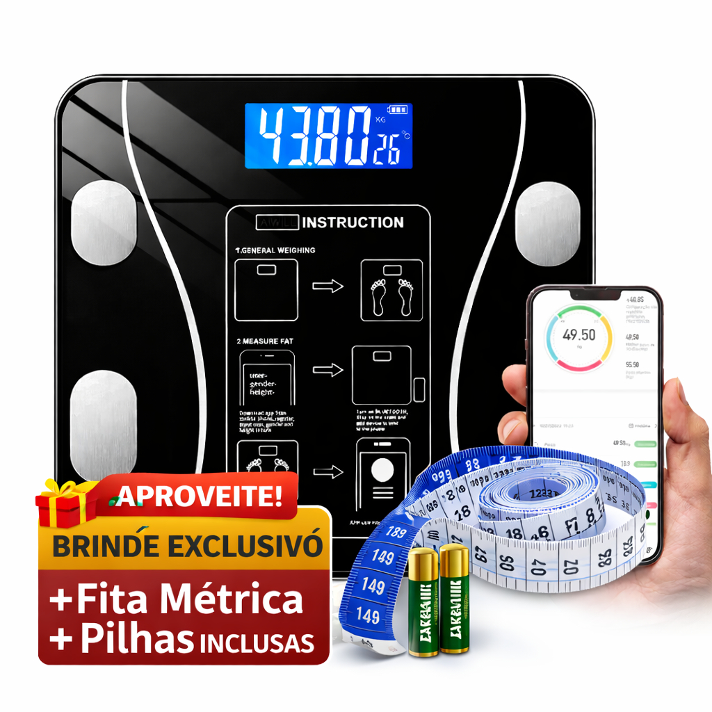 Balança Corporal Bioimpedância Profissional Blue