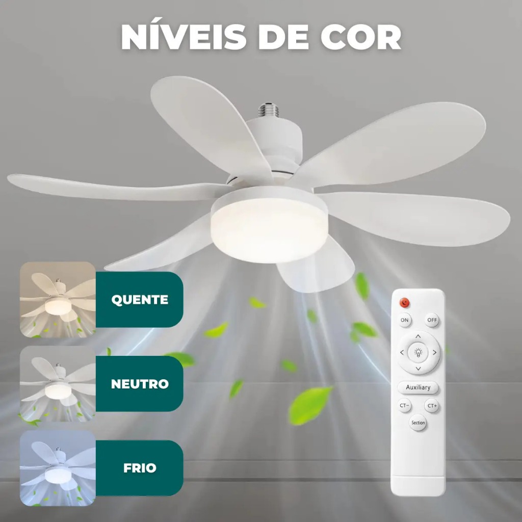 Lâmpada Ventilador 6 Pás 60w De Teto,110V/220V B