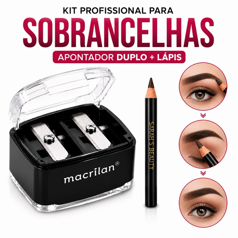 Apontador Duplo Macrilan  + Lápis de Sombracelha 