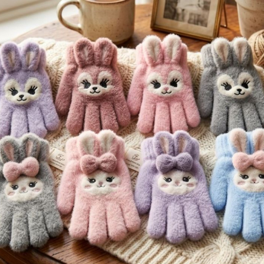 Luvas Coelhinho Para Crianças  Fofinhas, Quentes 