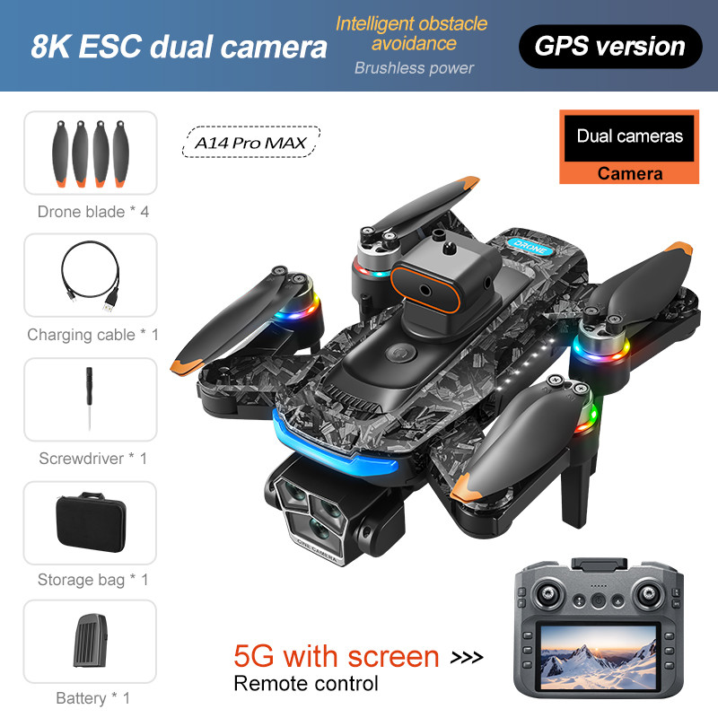 Drone A14 PRO MAX GPS Brushless Tela Controle, Evi