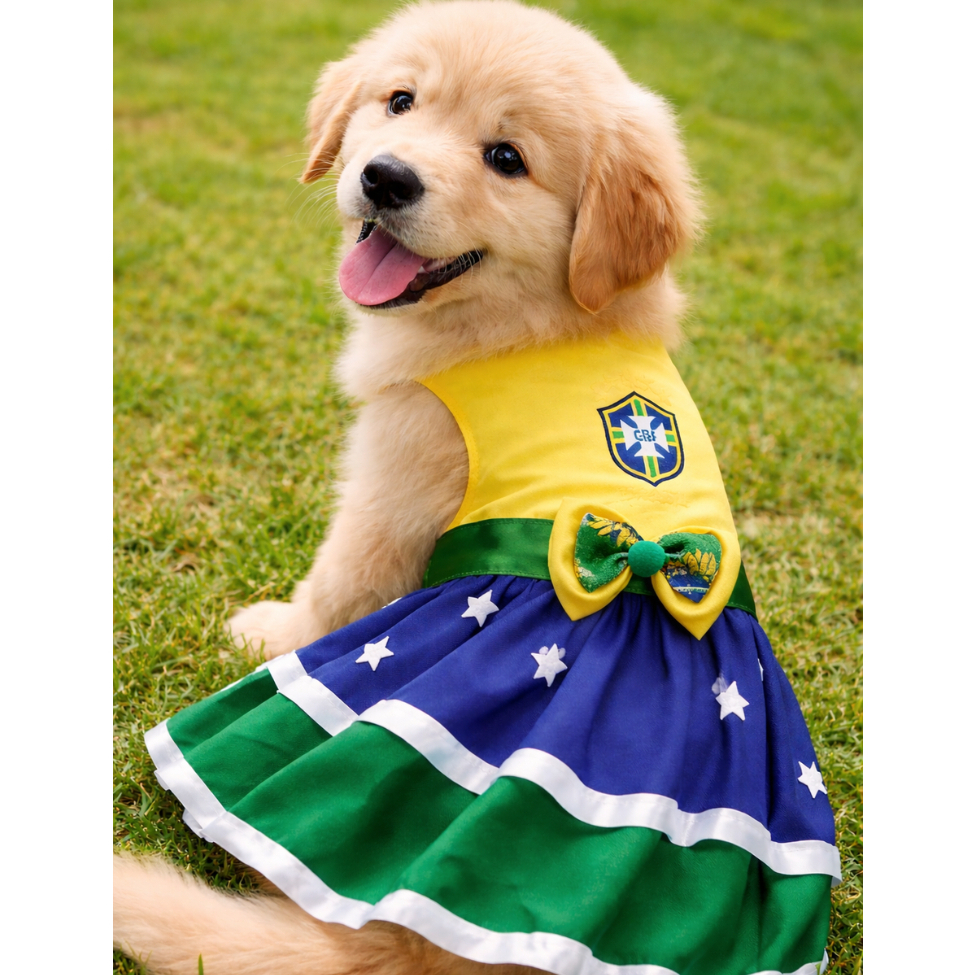 Vestido Pet Brasil para Cachorro  | Roupa Pet  Por