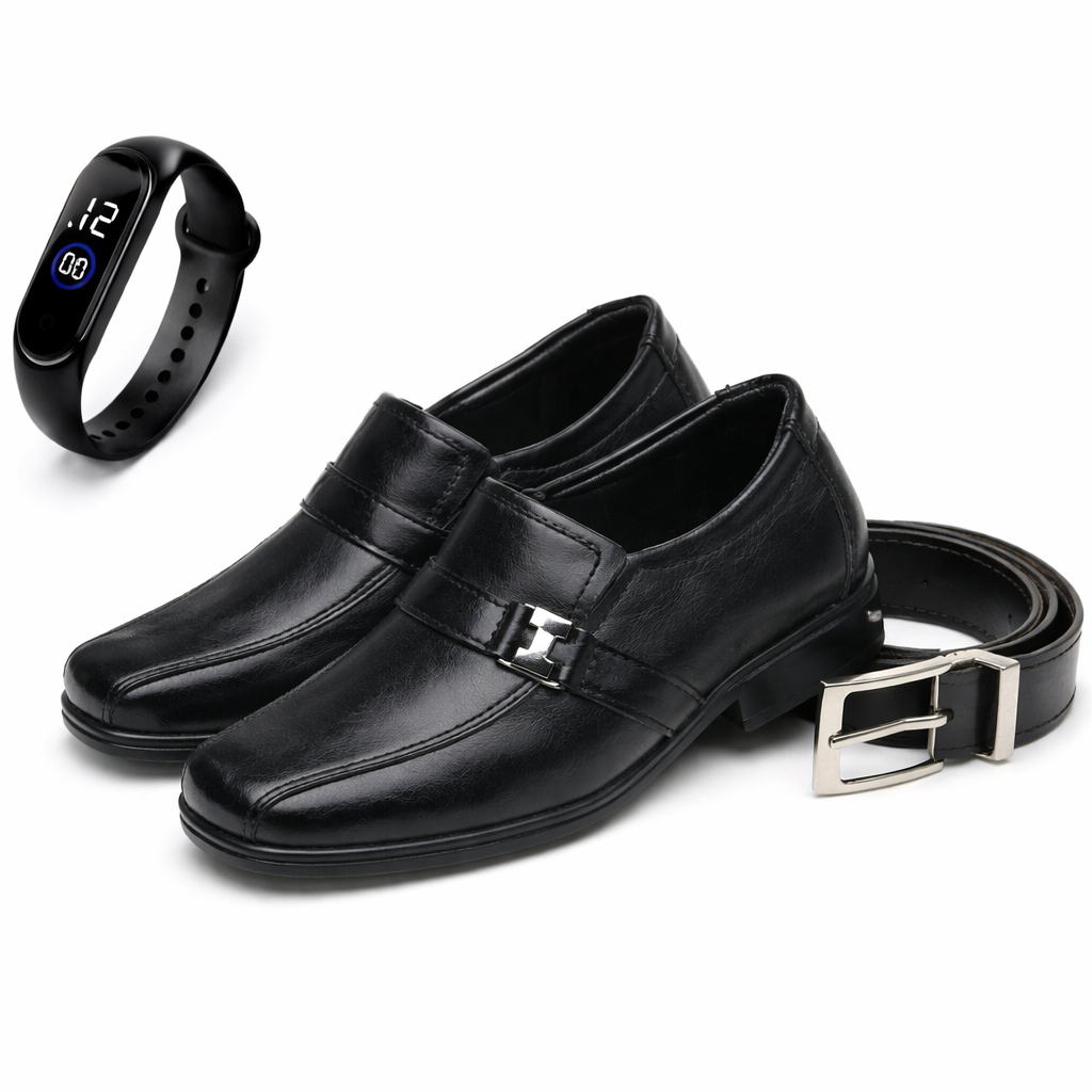 Kit 1 Par De Sapato Social Infantil Masculino + Re