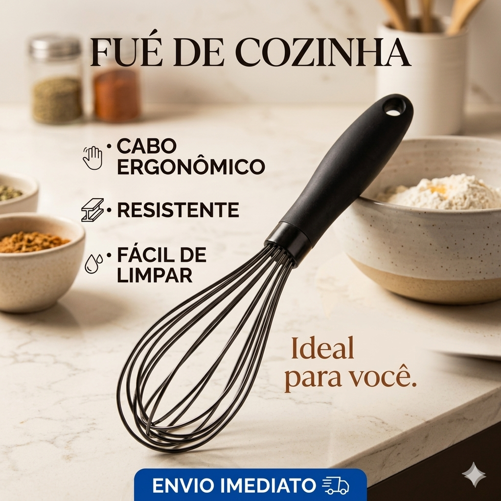 Fuê de Cozinha Batedor Silicone Premium Cabo Ergo
