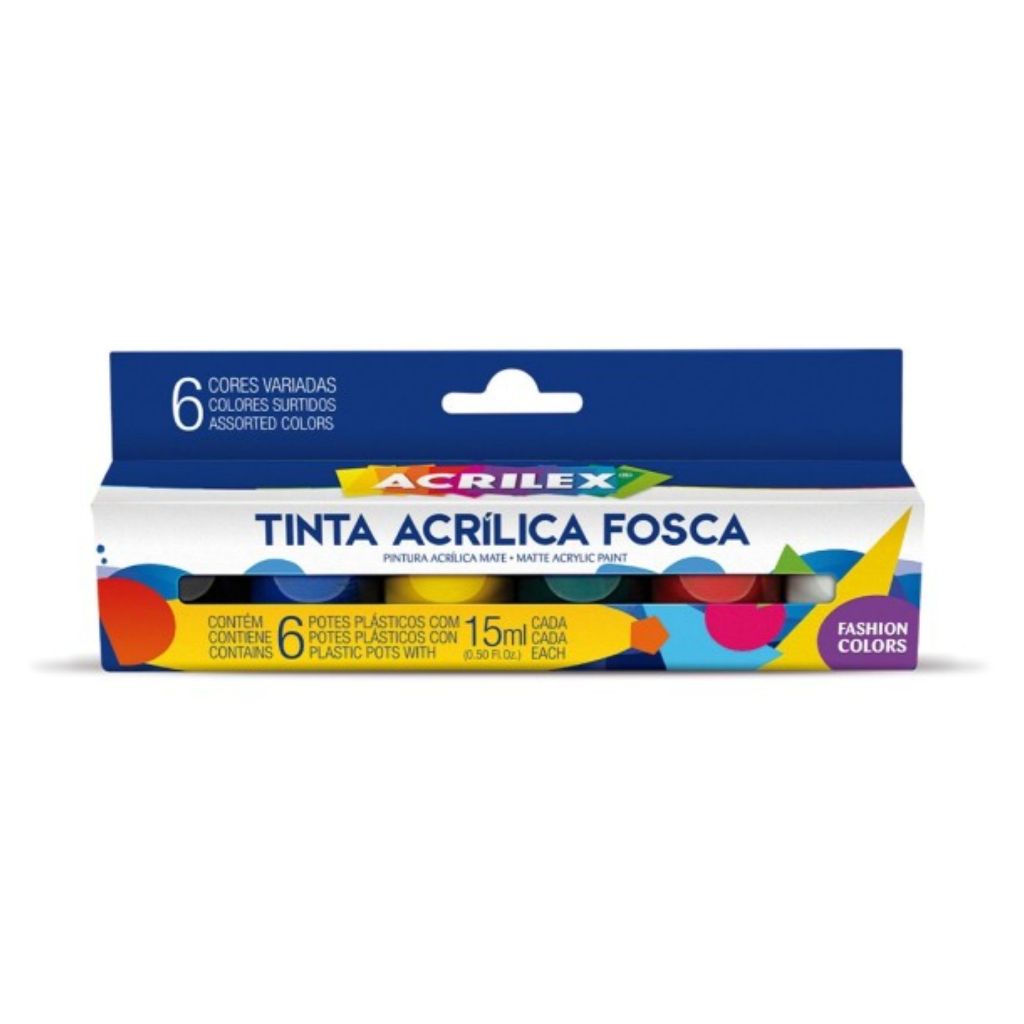 Tinta ACRÍLICA Colorida Fosca 6 Cores TRADICIONAL