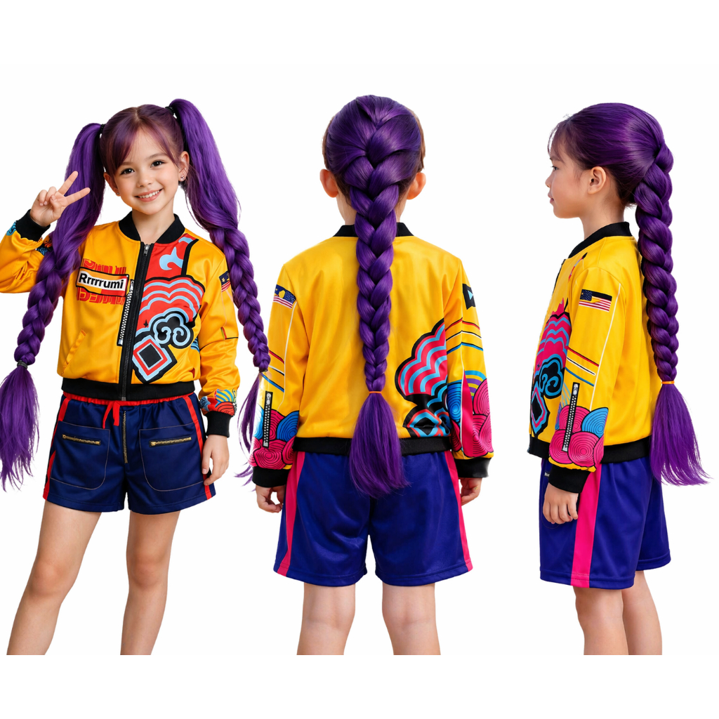 Fantasia Guerreiras Kpop com Trança Infantil Rumi