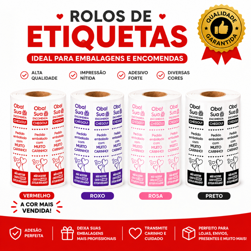 Etiquetas Lacre Delivery Oba Sua Encomenda Chegou 