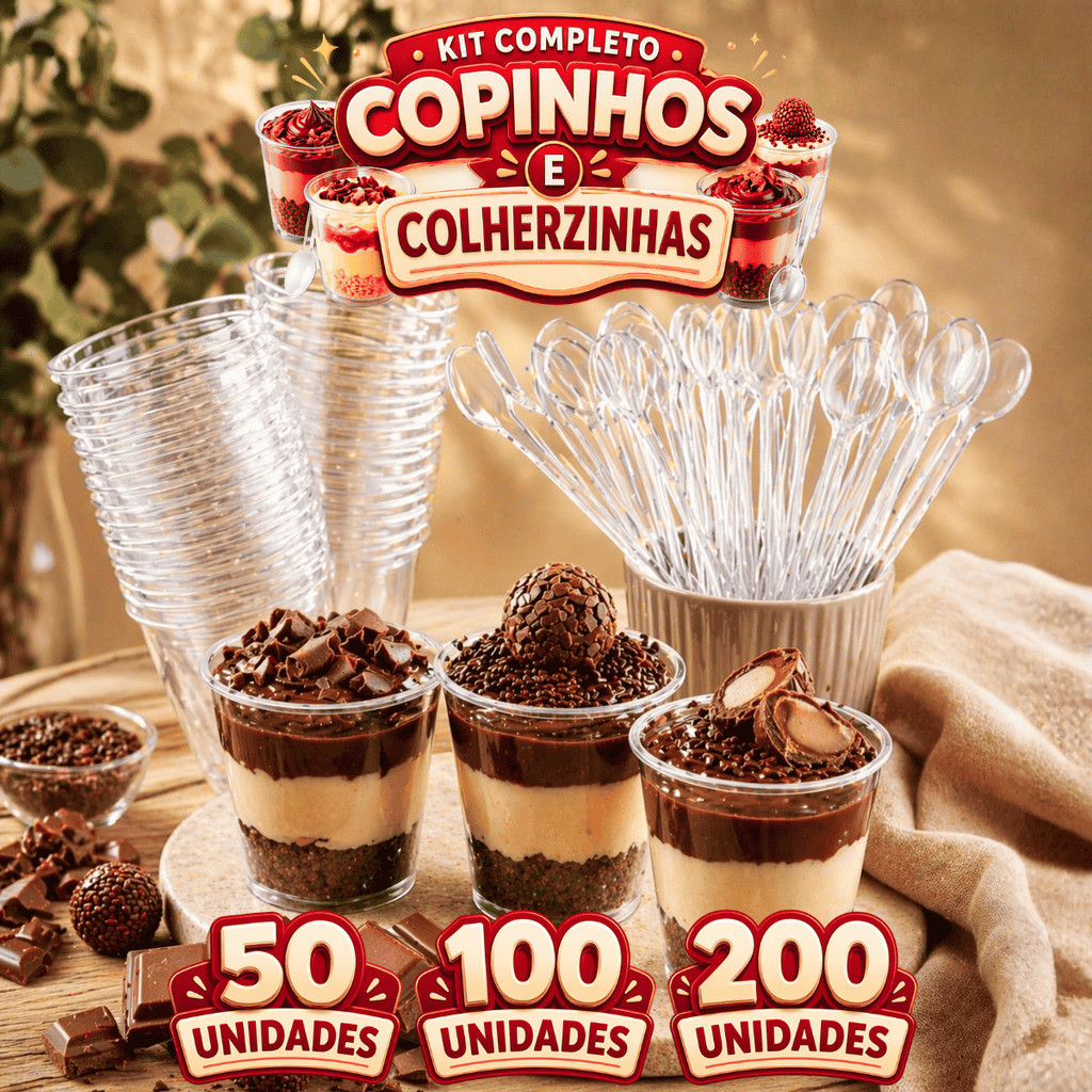 Kit Copinhos de Brigadeiro 25ml com Colherzinhas A