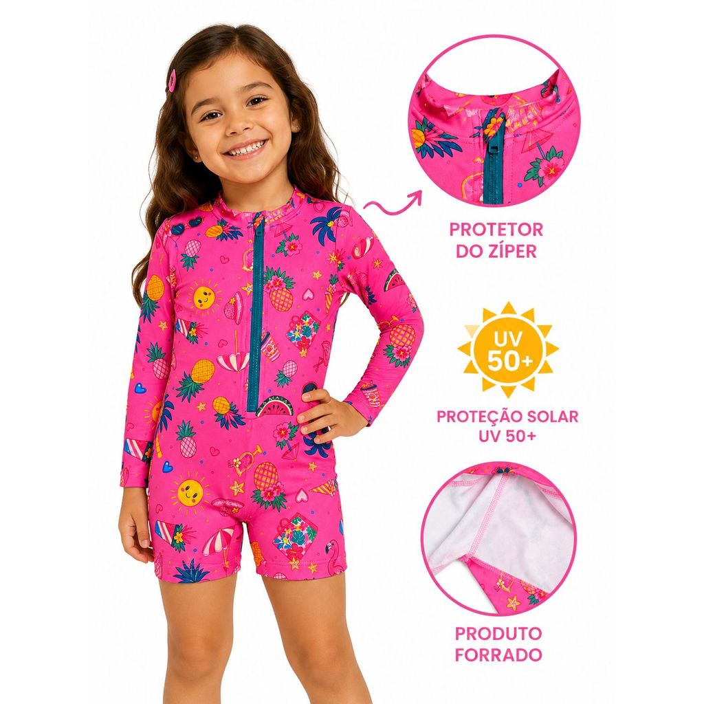 Macaquinho Infantil Feminino Proteção UV 50+ Est