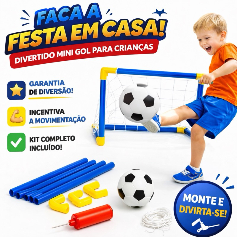 Golzinho Infantil Kit Completo Trave Futebol com R