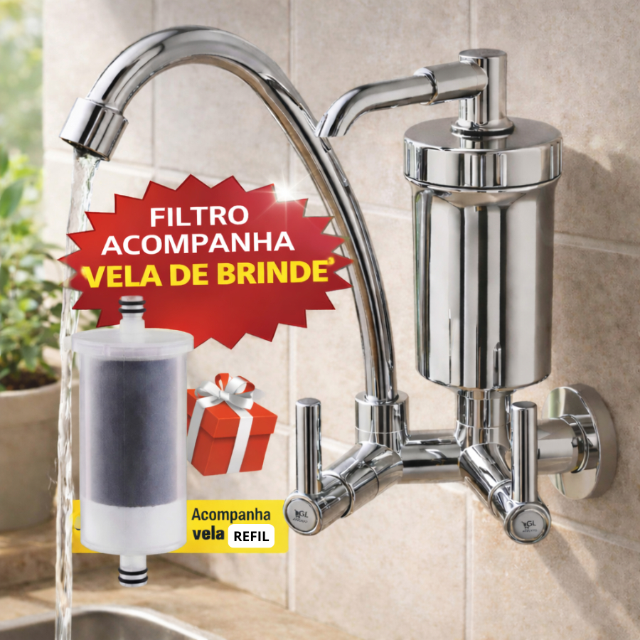 Torneira Filtro Parede Cromada Luxo 360° Bica Alt