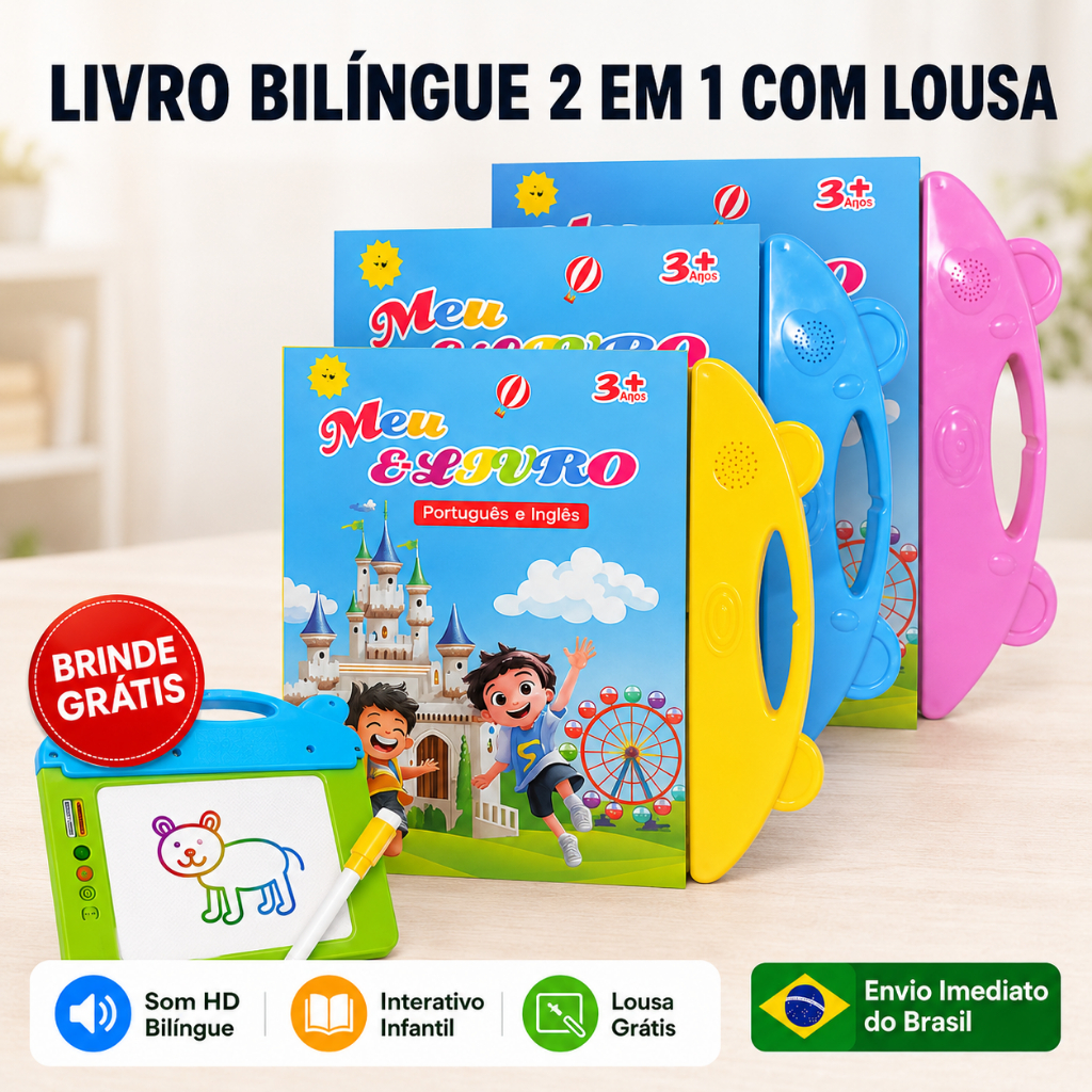 Livro Infantil Interativo com Som Bilíngue Portug