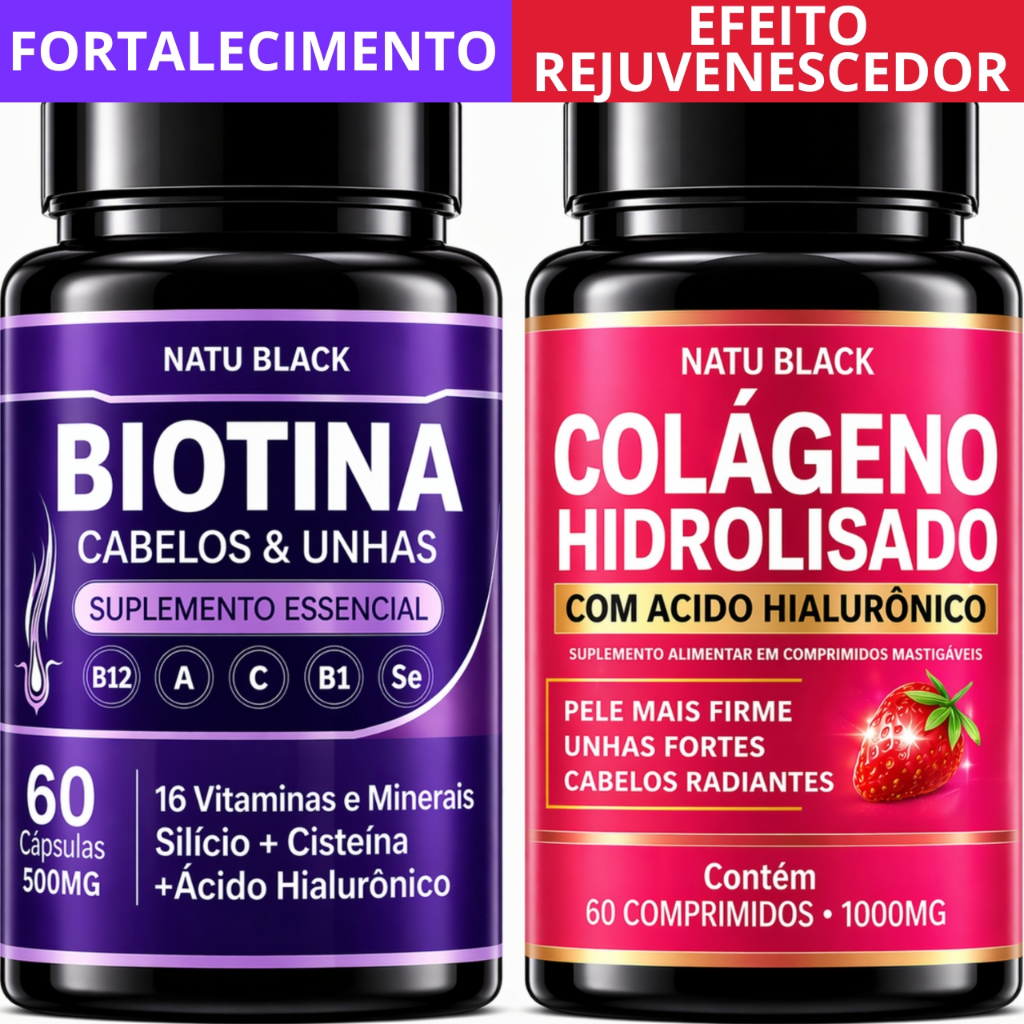 Kit Biotina Pura + Colágeno Hidrolisado + Ácido 