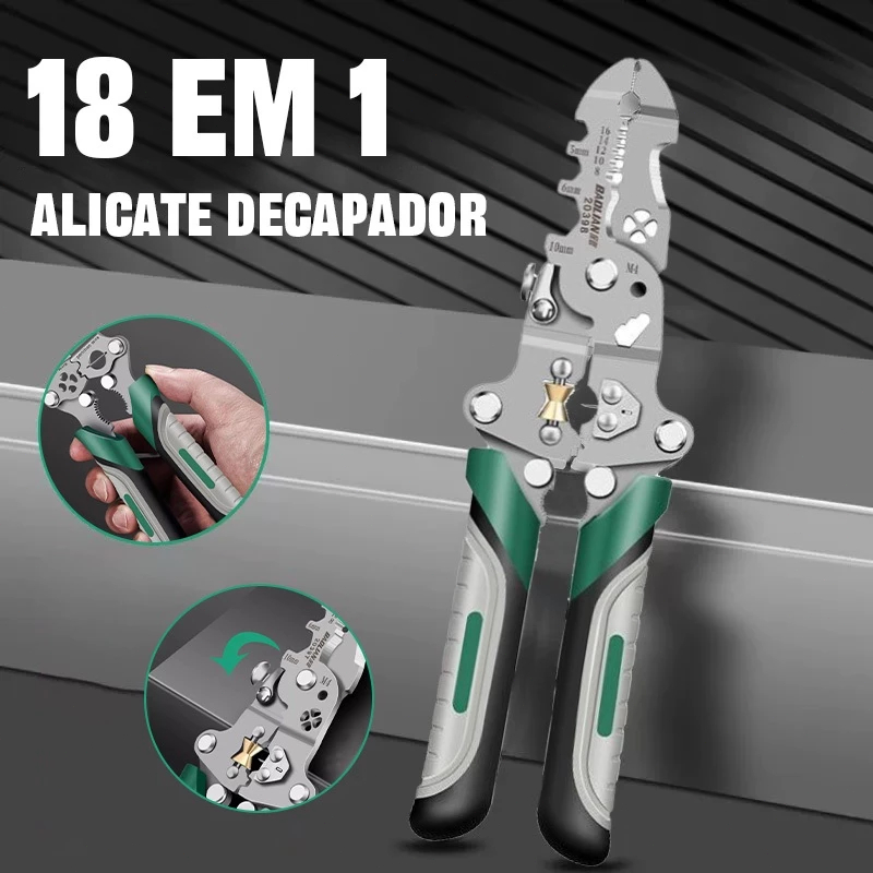 18 em 1 Alicate Dobrável Decapador Crimpador Elet