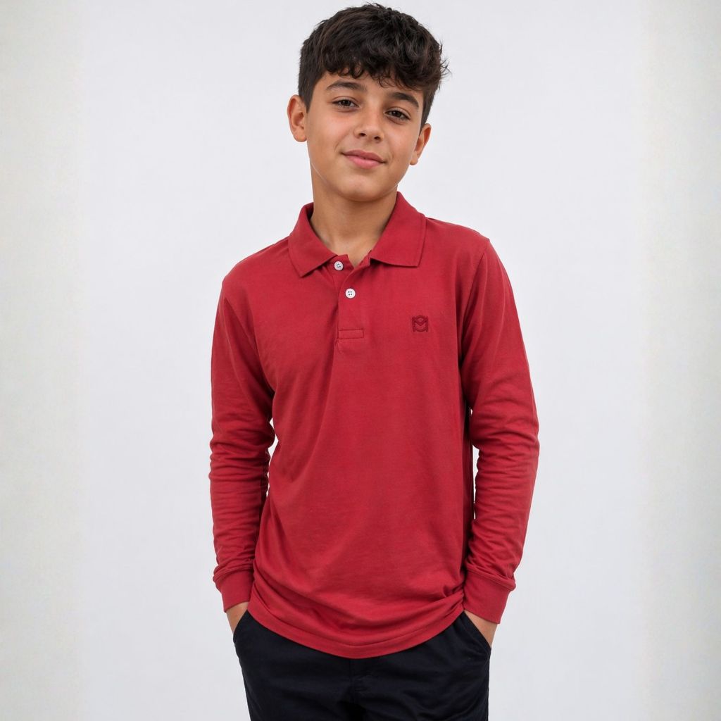 Camisa Manga Longa Camiseta Polo Infantil Juvenil 