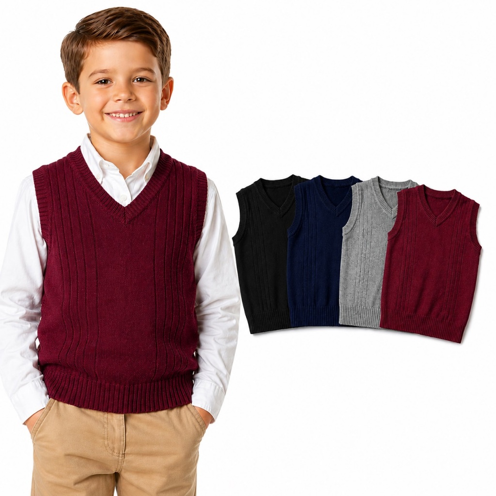 Colete de lã Infantil Tricot Premium Masculino  2
