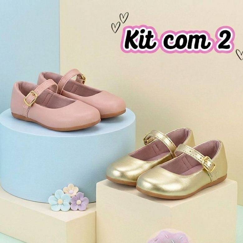 Kit 2 Pares Sapatilha infantil menina boneca confo