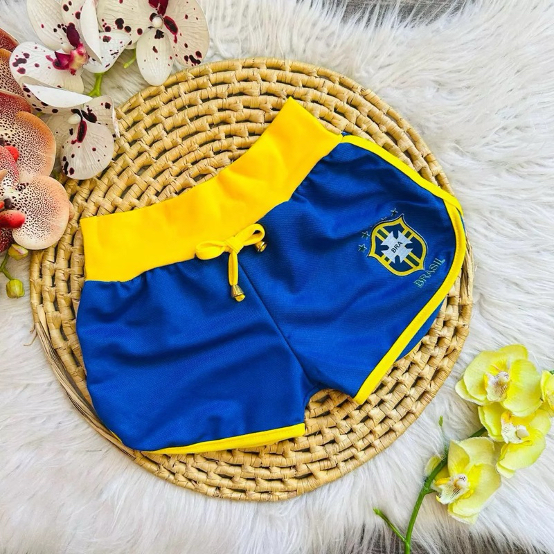 Short Brasil Infanfil Menina Copa Feminino