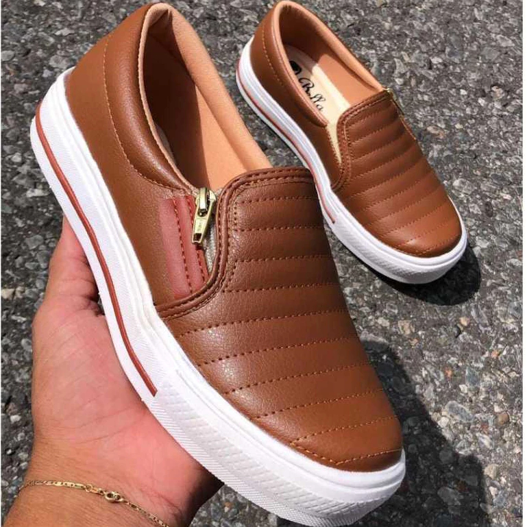 Sapatilha tenis slip on feminino leve macio confor