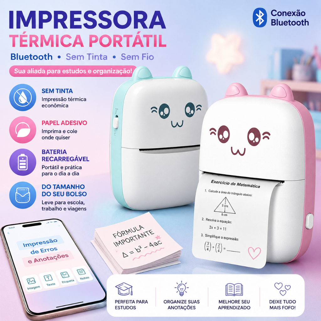 Mini Impressora Térmica Portátil De Bolso Impres