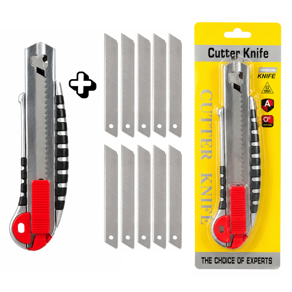 Kit Estilete Metal Emborrachado + Até 15 Lâminas
