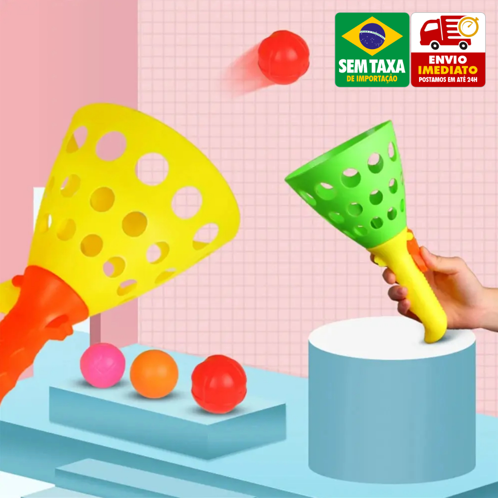 Pega Bola Infantil Brinquedo Par Cestos com Gatilh
