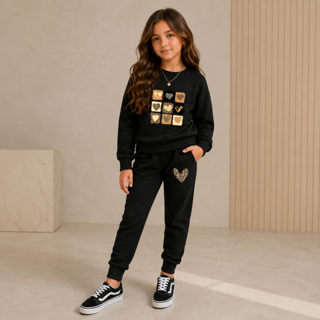 Conjunto Moletom Infantil  Corações Agasalho Inv