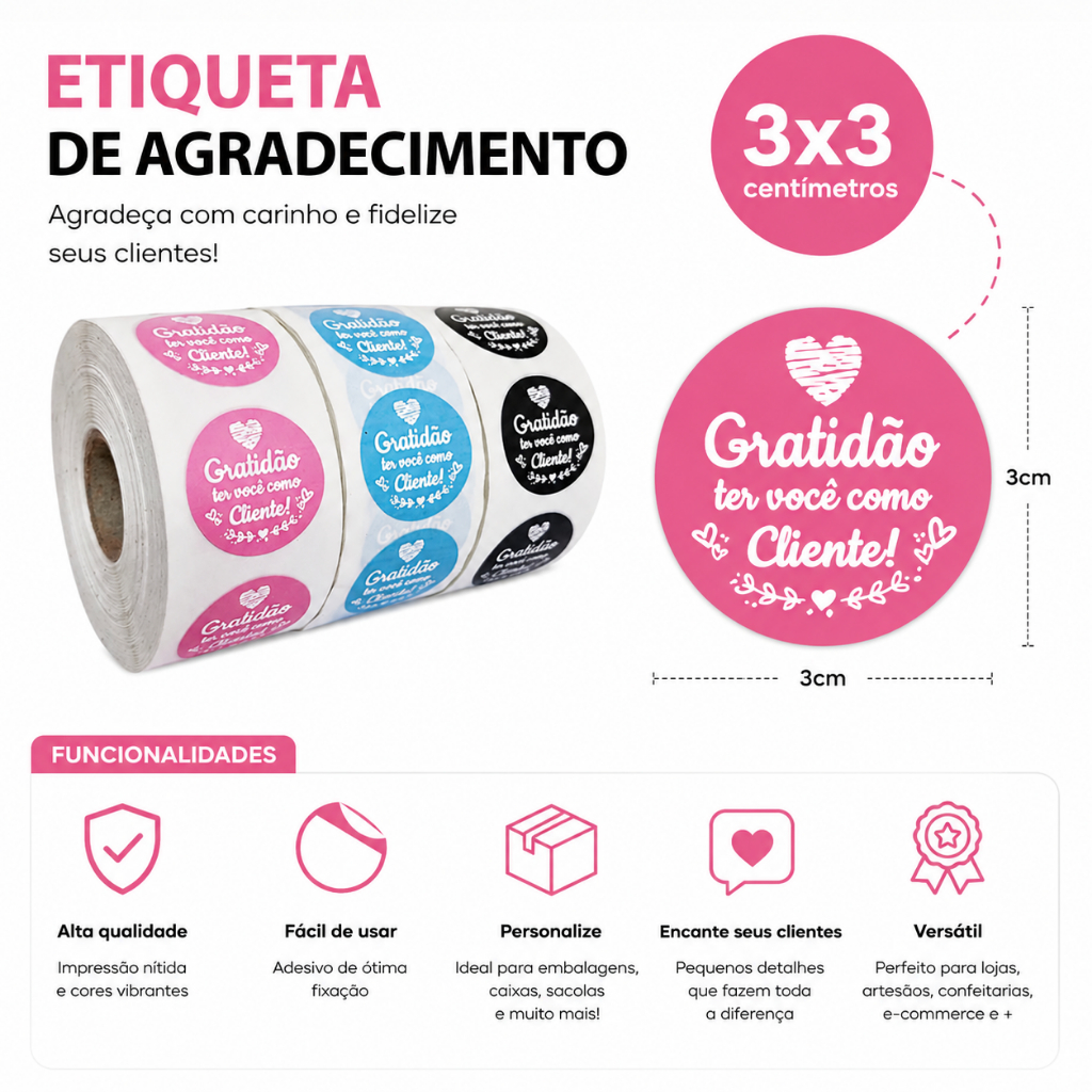 Etiqueta Adesiva Gratidão Ter Você Como Cliente 