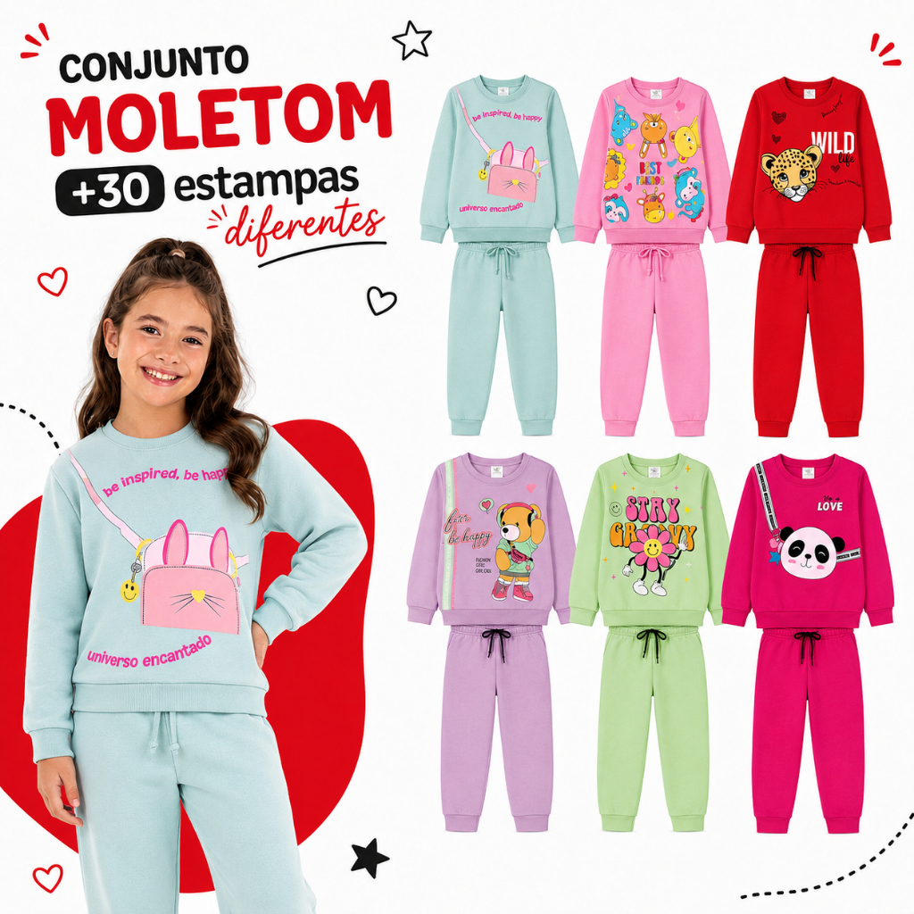 Kit Sortido 10 Peças de Roupas Feminino Infantil