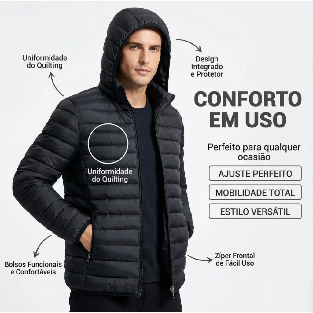 Jaqueta Puffer Masculina Bobojaco Bomber Blusa de