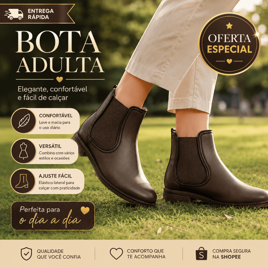 Bota feminina cano curto confortavel