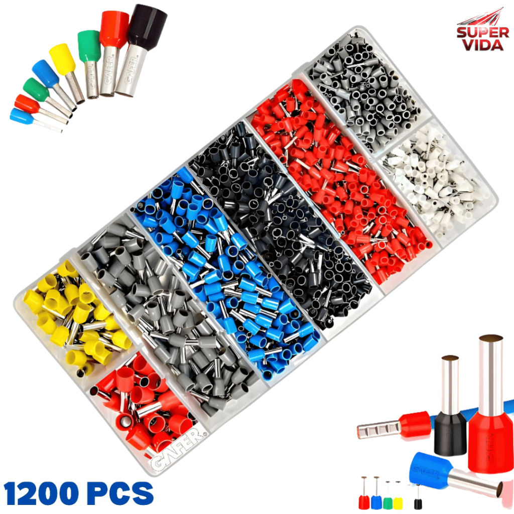 Kit 1200 Terminais Elétricos Tubulares 0,5-10mm²