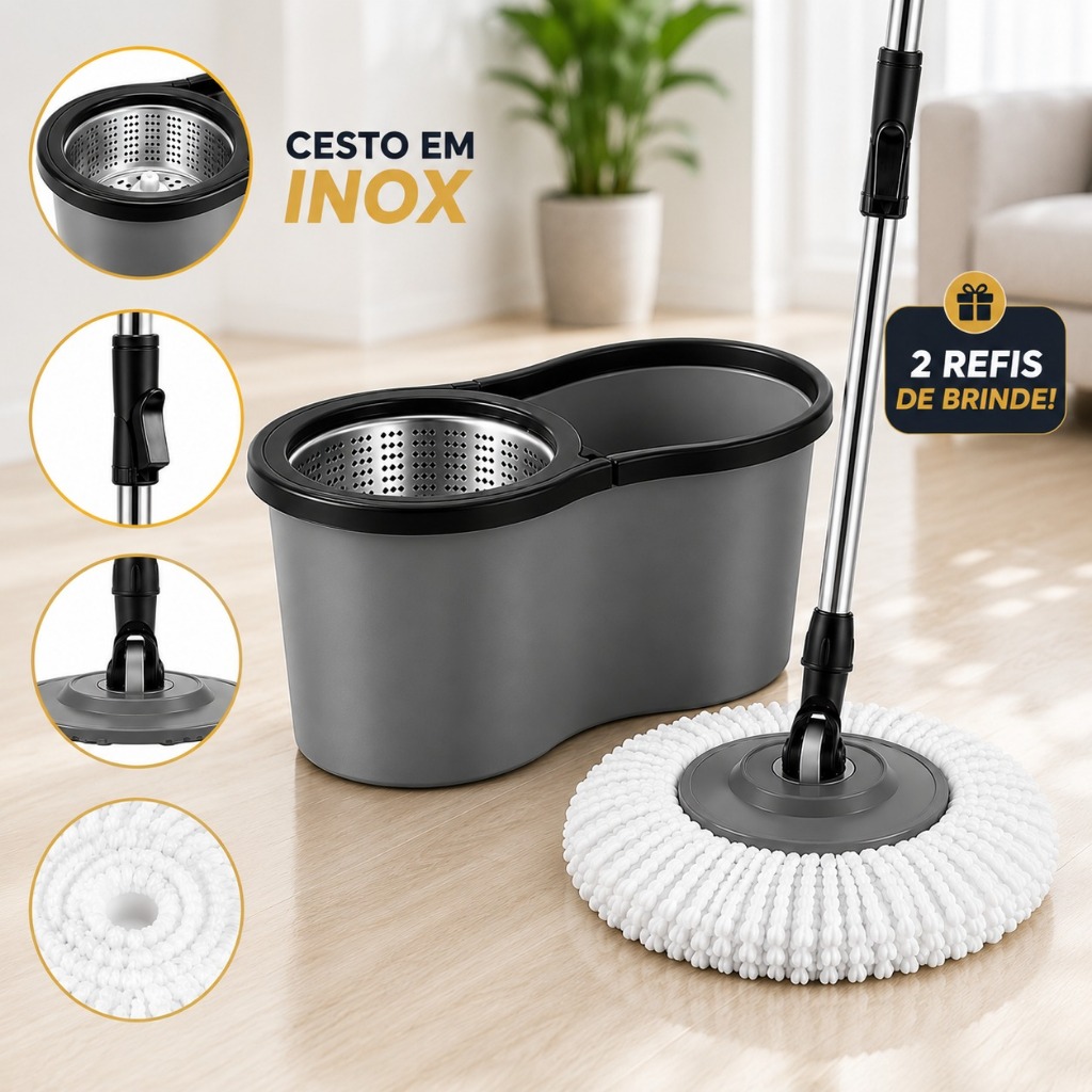 Mop Giratório 360° Esfregão Multiuso 9 litros C