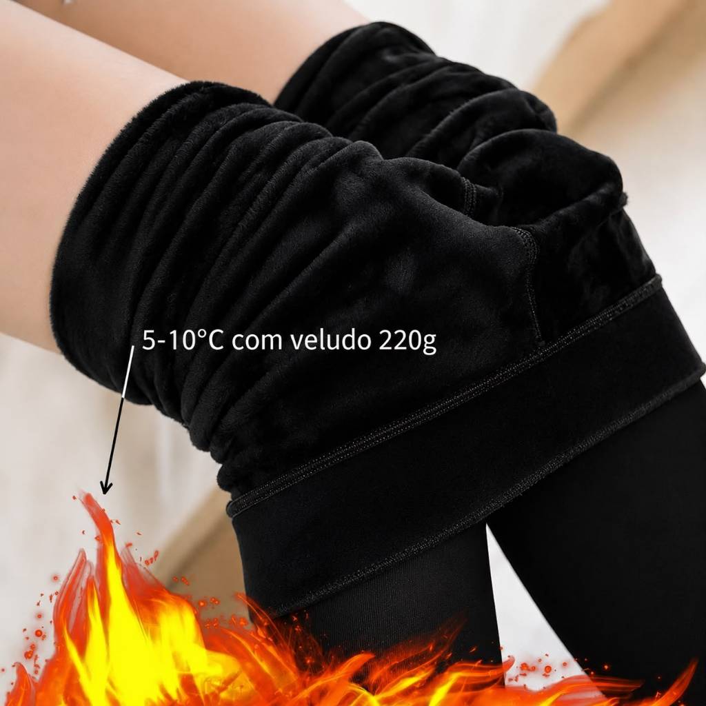 Meia-Calça Térmica Forrada Peluciada de Lã Femi