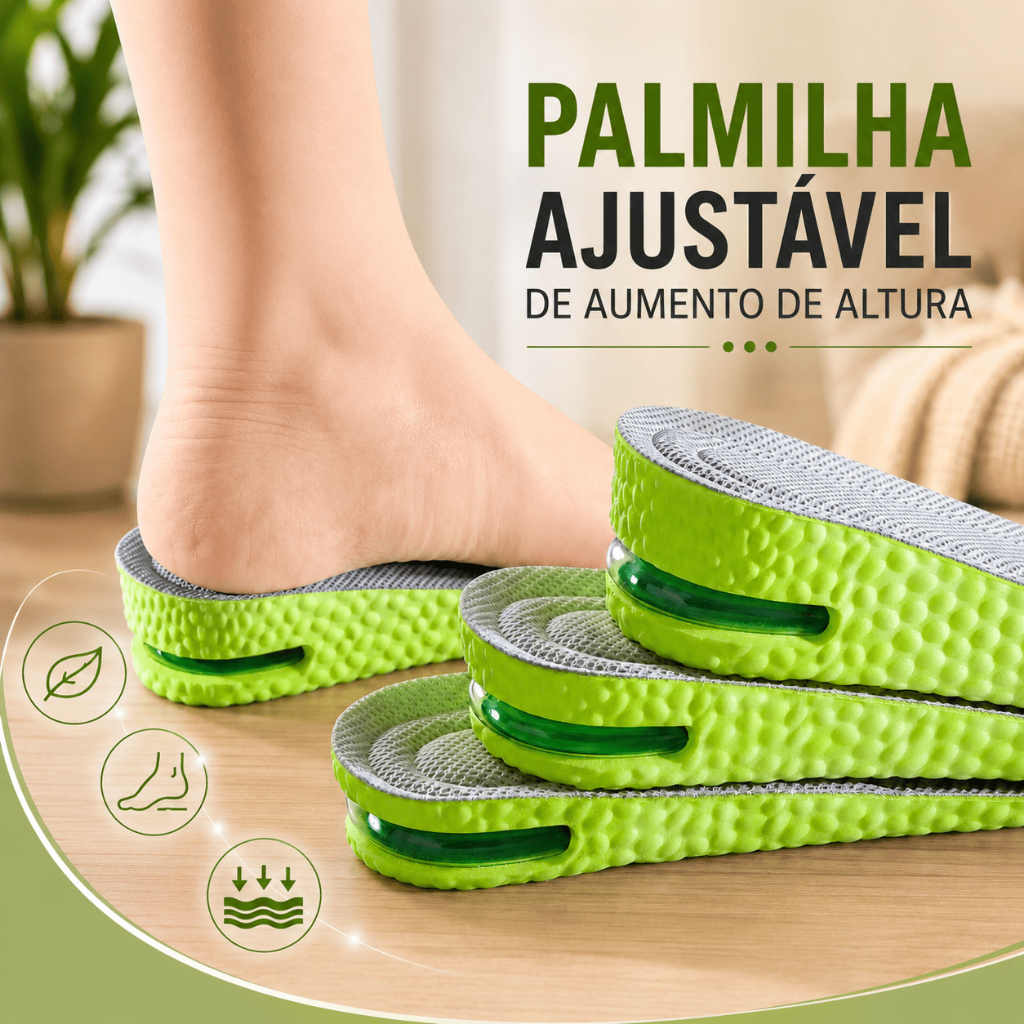 Palmilha Verde Aumento Altura Gel Espuma Anti Odor