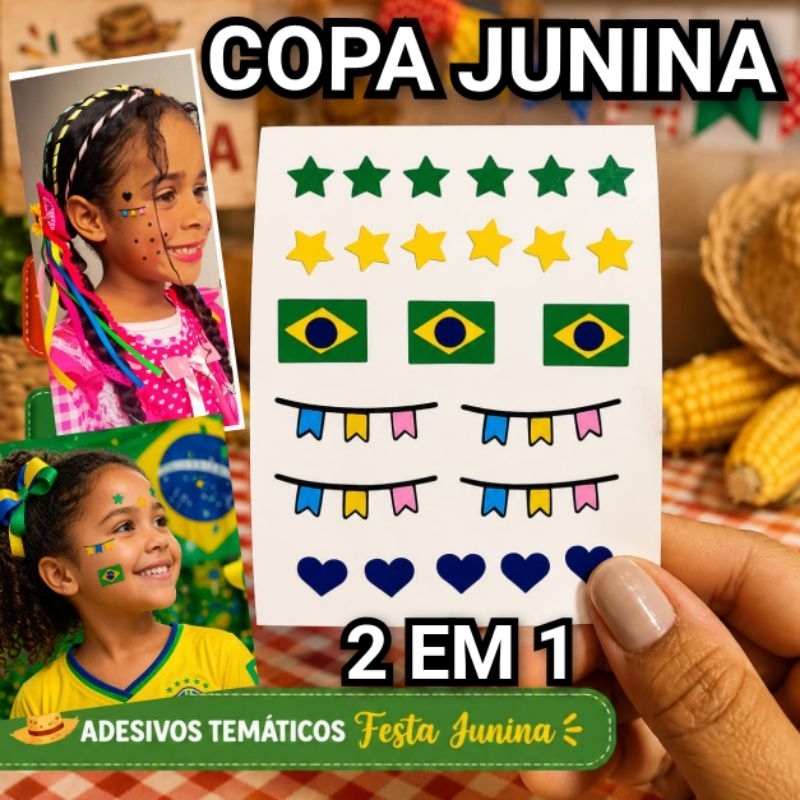Maquiagem Adesiva Festa Junina e Copa do Mundo Doi