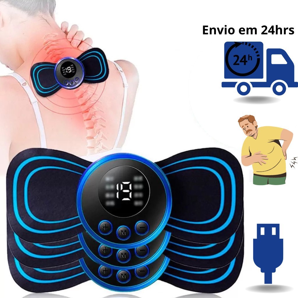 Mini Massageador Elétrico Portátil Cervical EMS 