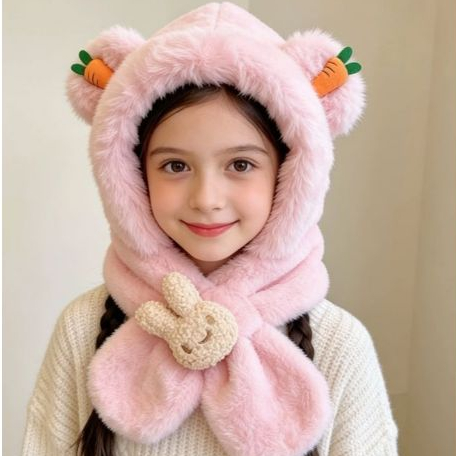 Touca Bichinho Infantil Com Cachecol Para Inverno 