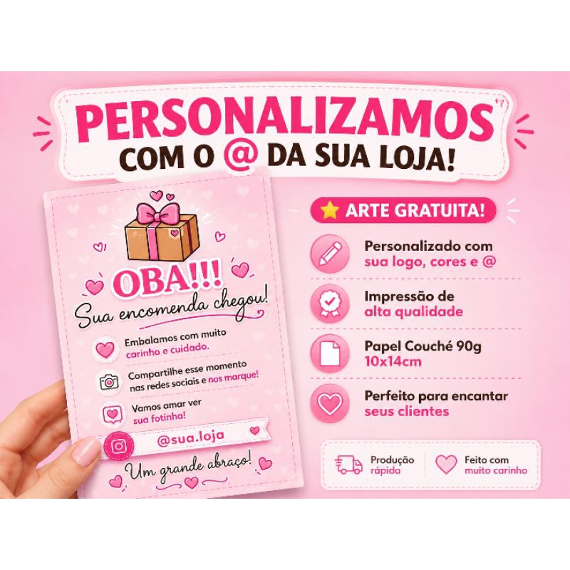 Cartão de Agradecimento 10x14cm Personalizado | A