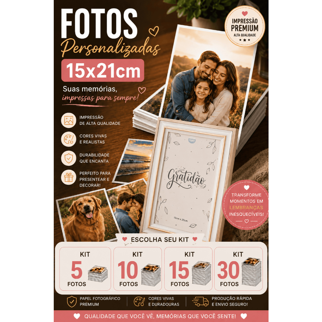 Fotos 15×21 Personalizadas – Kits com 5