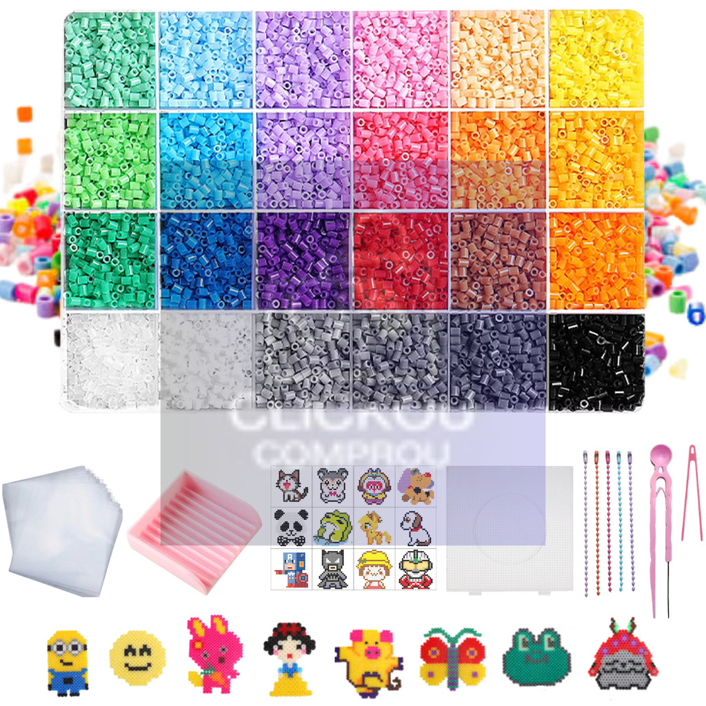 Kit Hama Beads 10.000 Peças 2,6mm 24 Cores Pinça