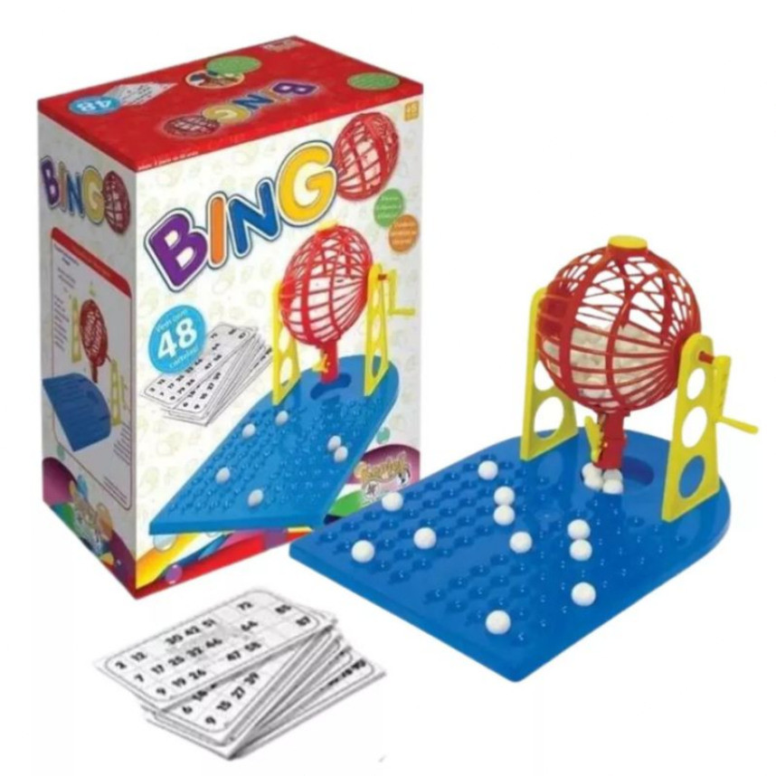 Jogo de Mesa Bingo 48 Cartelas e Dispenser de Boli