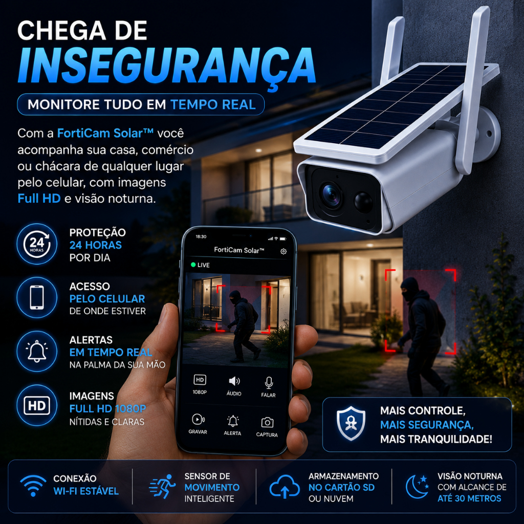 Câmera de Seg Ext Luz Solar Wi-Fi FullHD Resist �