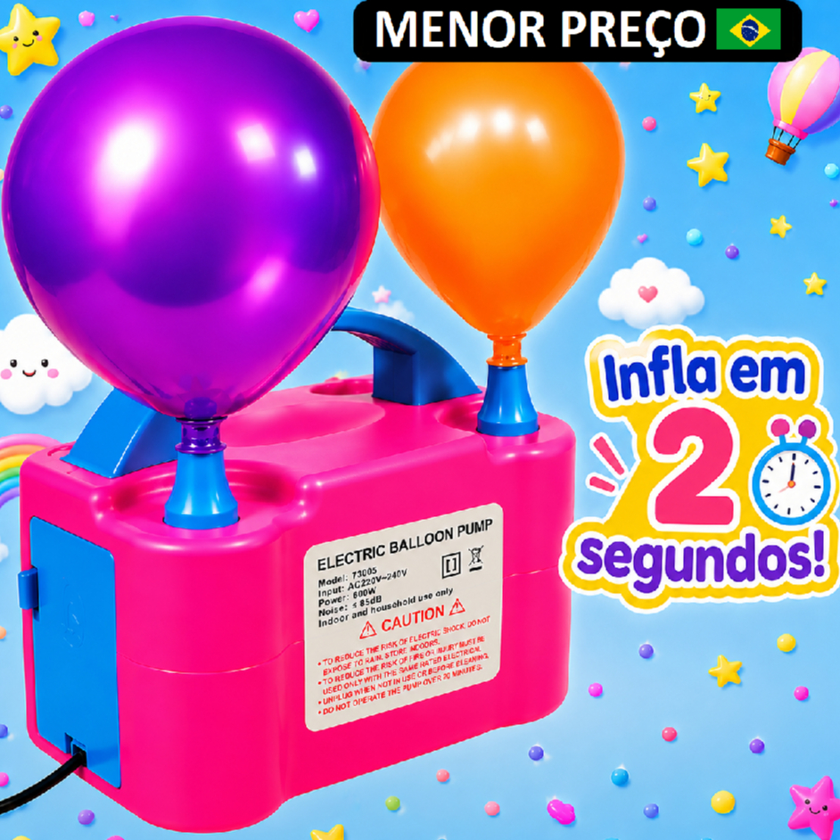 Bomba de Encher Balão Bexigas Inflador Compressor