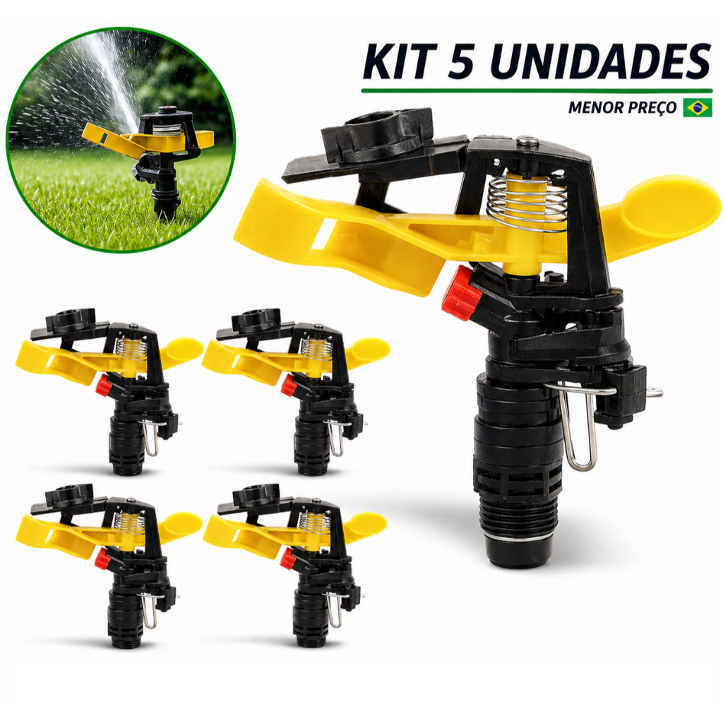 Kit até 5 Aspersor de Irrigação Setorial 360 °